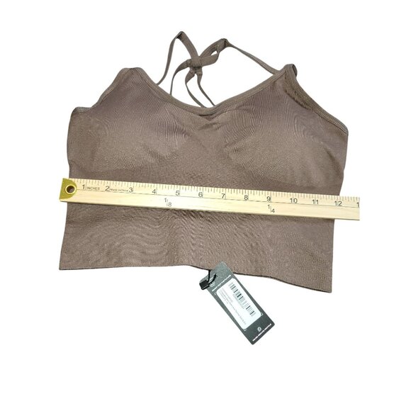 PLT Brown Strappy Back Padded Sports Bra Mesh Back Adjustable Strap Small - Picture 5 of 5